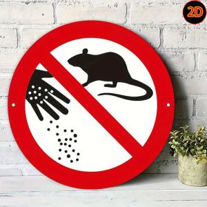 Vintage No Feeding Mice Aluminum Sign 2D Round Wall Decor for Bedroom Bar