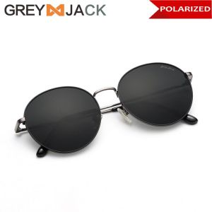 Grey Jack Kacamata Hitam Sungglasses Polarized Anti UV Anti Silau Metal Bulat Fashion Pria dan Wanita 2313