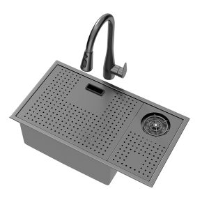 MOSHE | Hidden Bar Sink Single Basin with Cover Nano Black