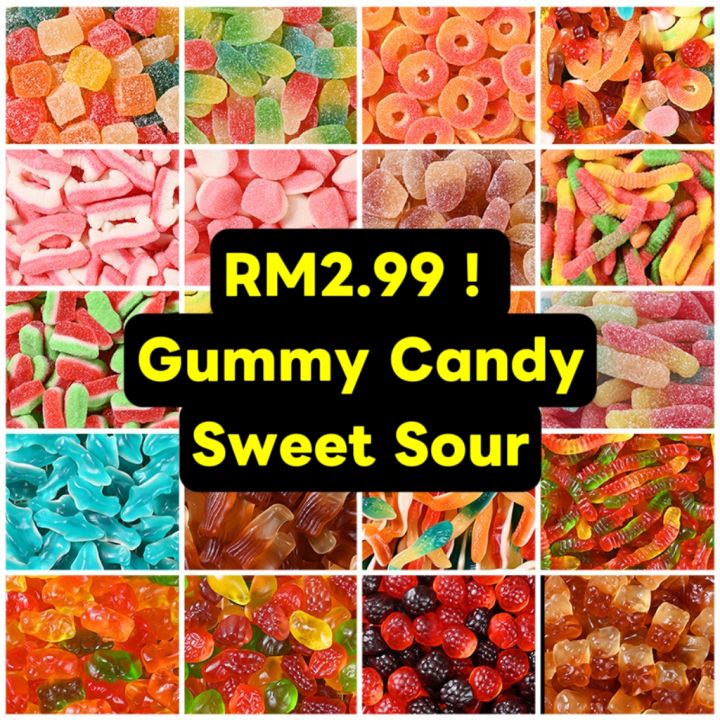 Gummy Candy Sour Chewy Assorted Flavors Jelly Sour Gummy Gulagula Sweet ...