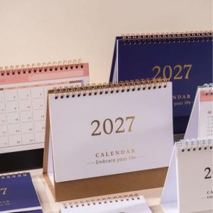 2027 Desktop Calendar Stand Up Year Calendar Table Paper Calendar Daily Scheduler Monthly Pages Easel Calendar for School Office