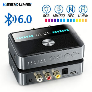 Kebidumei | KEBIDUMEI NFC Bluetooth 6.0 Audio Receiver Transmitter RGB Audio Adapter 3.5MM AUX RCA Coaxial Optical DAC Converter for TV PC C