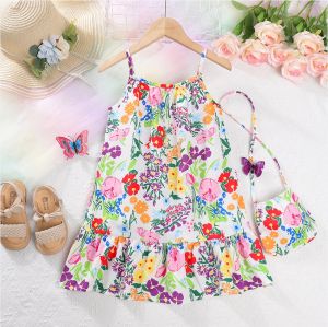 Bear Leader 2023 ชูดเดรสสำหรับเด็กและผู้หญิง - สีเดรสเสื้อกั๊กแบบไร้แขน + กระเป๋าสไตล์ยุโรปและอเมริกาส