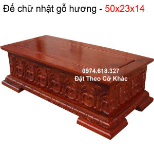 Đôn đế chữ nhật kỷ dài hoa lá tây gỗ hương cỡ 50x23x14