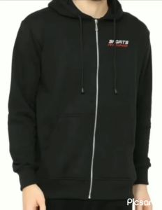 jaket zipper hoodie casual distro pria wanita warna hitam