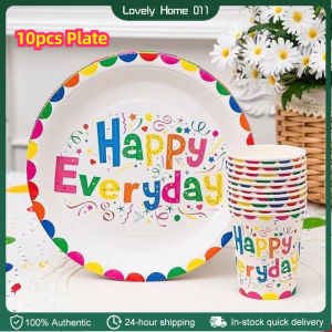 Wholesale 9inch 10pcs Plate Happy Birthday Printed Paper Plates Disposable Party Tableware Tools