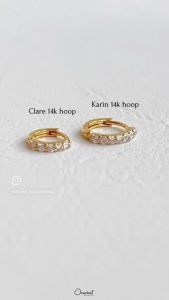 Clare 14k สแตนเลสหูห่วง ที่น้ำหอม แอลกอฮอล์ได้ สวยทน (Clare 14k hoop earrings. Matte finish, gold plating, and alloy, stylish)