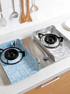 Kitchen Gas Stove Oil-Proof Pad Aluminum Foil Baking Paper Stove Cleaning Mat Multi-Functional Oil Barrier Board