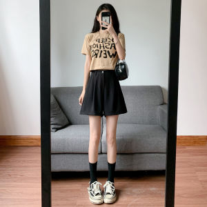 QIANCHANGNAAI | High Waist Slimming Drapey Loose Wide Leg Shorts