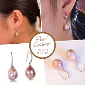 Olivio 925 Sterling Silver Baroque Pearl Drop Earrings Natural Multi Color Tone Freshwater Pearl Dangle Earrings for Women
