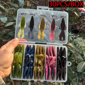 30PCS/BOX Slow Sinking Swimbait Soft Baits Artificial Wobblers For Bass Pike Trout Carp Fishing Vibrant Spiral Fishing Lures Set