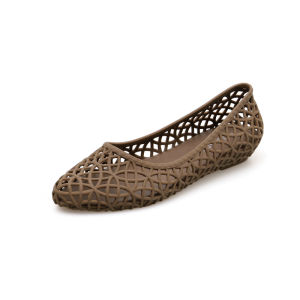 2025 New Womens Casual Soft Bottom Sandals Flat Bottom Summer Fashion Hollow out Jelly Shoes Low Cut Plastic Single Shoes Beach Shoes