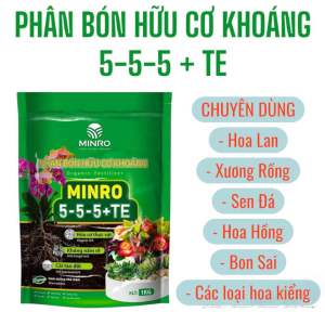 (1kg) Phân bón hữu cơ khoáng Minro 5-5-5+TE chuyên bón Hoa Lan Hoa Hồng Sen Đá Xương Rồng Bon Sai Hoa Kiểng