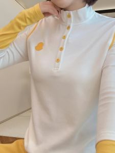 Color Stitching Stand-Collar Long Sleeves T-Shirt Womens Winter New Arrival Half-Open Collar Pullover Stylish Bottoming Shirt Versatile Western Style Top