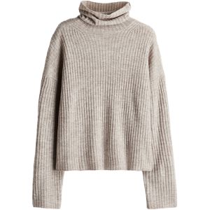 H&M Womens Long Sleeve High Collar Knitted Sweater Simple Retro Oversized Base Shirt Inner Wear Bottoming Top 1089150