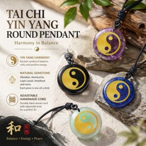 Natural Crystal Quartz Tai Chi Yin Yang Necklace Chinese FengShui Taoist Ward Off Evil Reiki Energy Spiritual Protection Amulet