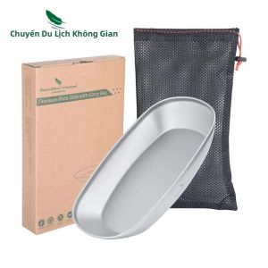 Bộ Đồ Ăn Ngoài Trời Siêu Nhẹ Bằng Titan Boundless Voyage Có Thể Tái Sử Dụng Với Túi Đựng Để Phục Vụ Thức Ăn/salad/nước Chấm Khi Cắm Trại