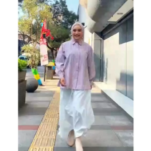 Azkia top katun yanded import blouse kemeja wanita terbaru 2025 atasan wanita kekinian tangan panjang aplikasi full kancing kerja casual ootd korean style jumbo