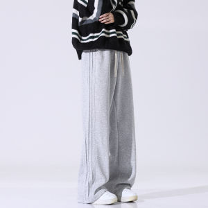TUCANO | American Drape Casual Pants Loose Straight Pleated Drawstring Stripe