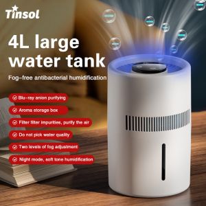 TINSOL 4L Fog-Free Humidifier HEPA Negative Ion Large-Area Odor-Removing Air Purifier Bedroom Aromatherapy Diffuser Air Purifier