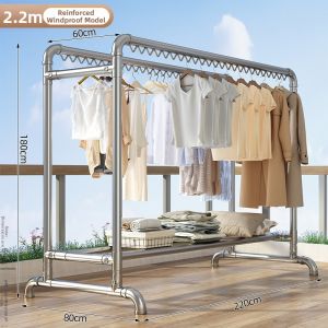 HAOMEIJIA | Durable Galvanized Steel Clothes Drying Rack Outdoor Indoor Double Rod