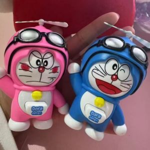 Bandai | Anime Doraemonsas Pressing Face Change Keyring Rotating Bamboo Dragonfly Doll Dingdang Cat Ornament Keychain Birthday Gifts
