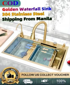 Kitchen sink SUS304 stainless steel sink Thickness 3.0MM Gold sink Waterfall sink Large single sink (includes 12 sets)