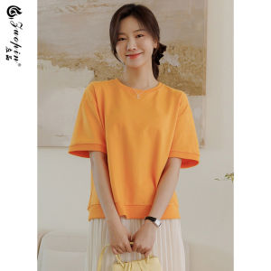 ZUOPIN | Casual Loose Cotton Short Tee 2026 Summer New Design Asymmetric