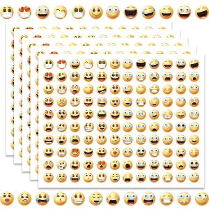 1200 Pcs of 120 Assorted Cartoon Round Happy Face Expression Stickers 0.5 Inch Diameter Paper Self-Adhesive Reusable.