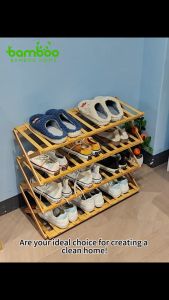 Bamboo Shoe Rack Portable foldable Wooden Shoe Rack Multi-Layer Shoe Rack Rack Rak Kasut Kayu Multi Functional Storage Rack 鞋架