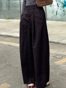 PAIBOLI | Elegant High Waist Straight Leg Wide Leg Pants Womens Fashion Black Casual Long Trousers Autumn New Style Slimming Effect