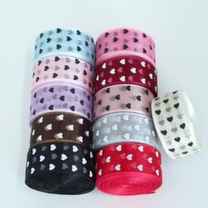 10 Yards 2.5cm Love Printed Ribbon Polyester Sewing Accessories DlY Ribbon Mesh Ribbon For Holiday Decoration Packing Gifts DIY
