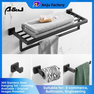 GUANGMANZHI | Stainless Steel 304 Black Bathroom Storage Rack
