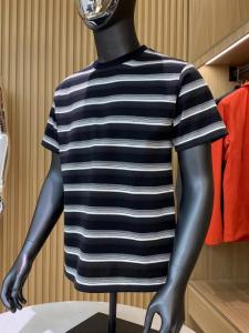 Fashionable Loose Fit Short Sleeve round Neck T-Shirt Color Woven Retro Stripes Summer Menswear American Style Casual Top