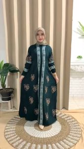 Adam Fashion - Gamis Terbaru twill rayon premium pekalongan gamis twil batik cap super abstrak - Home Dress Homey Kolase
