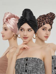 Thickened Double Layer French Style Silk Dry Hair Cap Womens Quick Dry Strong Absorbency Hair Towel Head Wrap Hairdressing