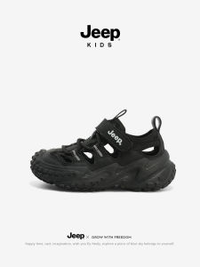 Jeep Boys Black Sandals Soft Bottom Breathable Mesh Shoes Summer Collection Childrens Footwear Comfortable Lightweight Slip-On