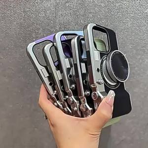 R Bluetooth Camera เคสศัพท์แม่เหล็กสำหรับ IPhone 15 13 14 12 Pro Max กระจกเครื่องสำอาง15กระจก Hard PC Phone Cover
