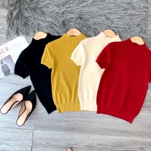 ÁO LEN CỘC TAY BO CỔ 3cm chất len mềm mịn không  bai xù dành cho bạn Nữ