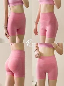 Blue High-Waist Yoga Pants Quick-Dry Running Fitness Shorts Tight Butt Lift Sporty Three-quarter Length Womens Gym Trousers