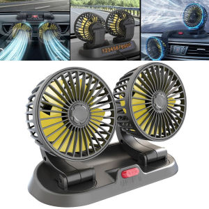 REVO Car fan 12V USB Car Electric Fan Double Headed Vehicle Fan Cooling Air Truck 24V