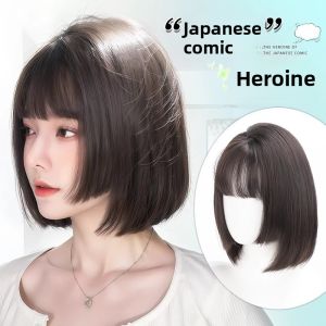 MONLEYTA | Womens Short Hair Wig Full Head Cover Thin Style Airy Bangs Lolita Natural Summer Popular JK Fake Hair高温丝 Material