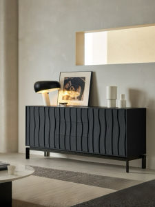 Designer Minimalist Black Solid Wood Living Room Storage Cabinet Simple Chic Dining Room Sideboard Console Table