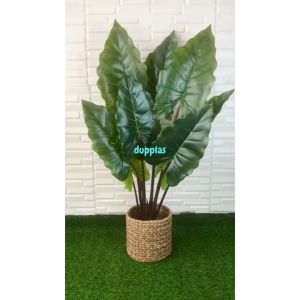 Pohon Artifical Daun Giant Taro T120 Latex Cover Pot Eceng Gondok L Dekorasi Apartemen