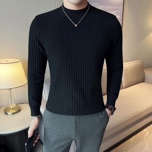 Áo Len Dệt Kim Dài Tay Cổ Cao Cho Nam Mùa Đông Phong Cách Anh Đa Năng Áo Lót Bên Trong Thời Trang Thu Đông Thường Ngày