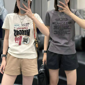 Bộ Thời Trang Mùa Hè Cổ Điển Nữ Bộ Đồ Thời Trang Rộng Rãi Thon Gọn Áo Thun Ngắn Tay Cà Phê Cao Cấp Vòng Eo Quần Short Quần Đùi Bộ Đồ Hai Mảnh