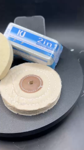 เคเจไขปลาวาฬ2in1ขัดเงา(สีฟ้า)ปัดเงา(สีขาว)พร้อมลูกขัดขนแกะและลูกขัดด้ายดิบสำหรับขัดโลหะ สแตนเลส โครเมียม เพิ่มความเงาให้ชิ้นงาน