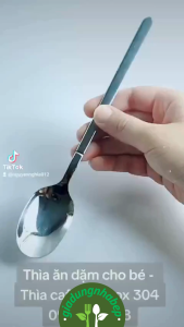 Thìa ăn dặm cho bé - Thìa cafe dài inox 304 miệng thìa hình elip nhẵn mịn cán thon dài sáng bóng