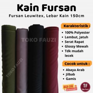 Kain Fursan Premium Meteran Bahan Gamis Abaya dan Hijab Syari Harga 50cm Merk Leuwitex Original