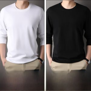 ROMON | Lomond Mens Long Sleeve T-shirt Casual Round Neck Pure Cotton Base Shirt Loose Fit Spring Autumn New Style Fashion Urban